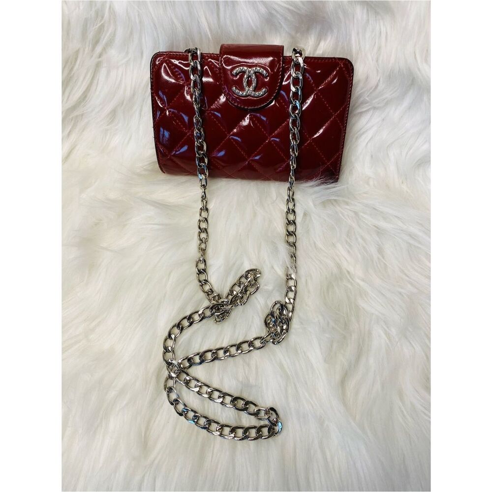 Chanel Authentic Quilted Patent Leather CC Flap Wallet With Box, Receipt & More